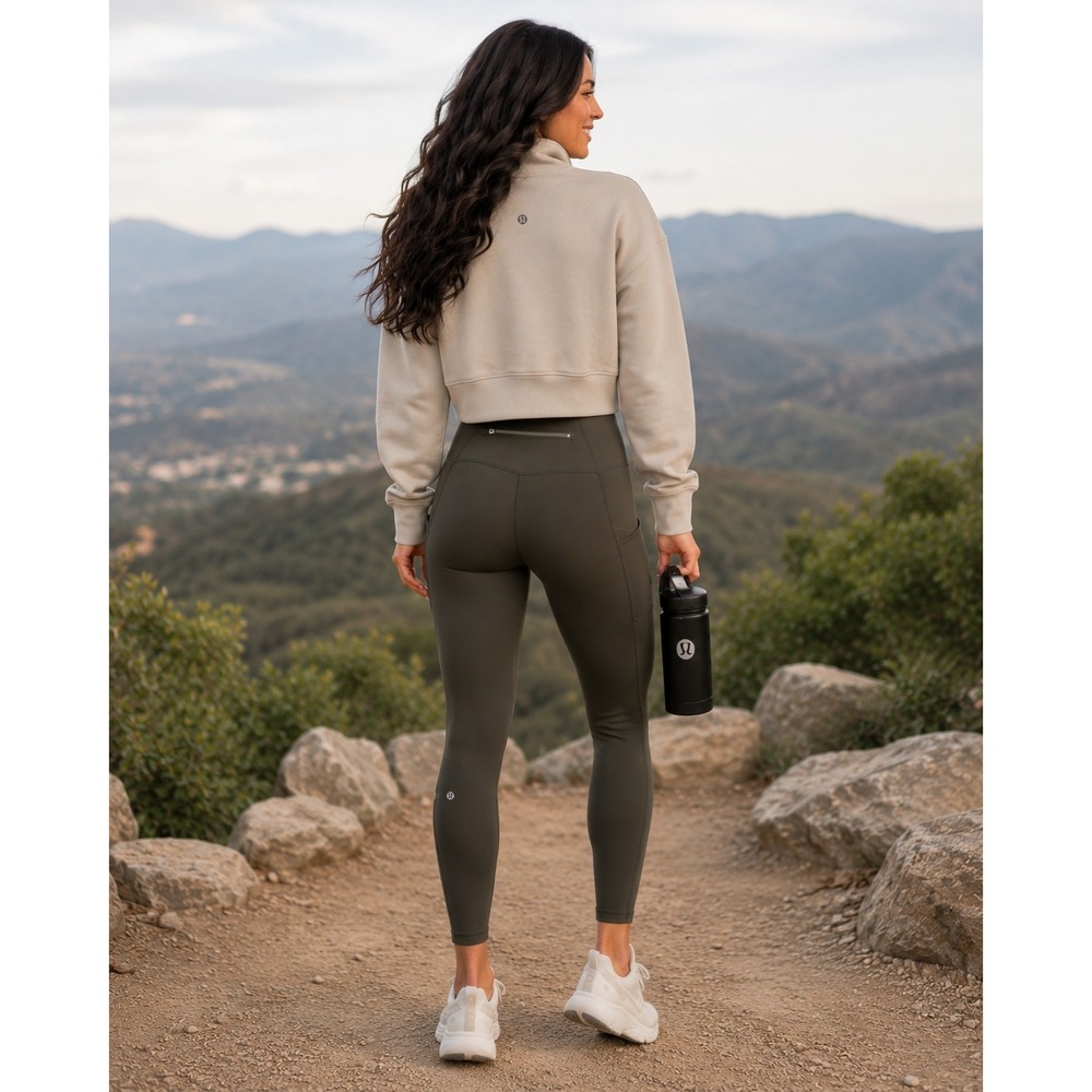Lululemon Fast & Free High-Rise 25" Nulux Dark Olive Leggings Size 4 - Picture 3 of 16